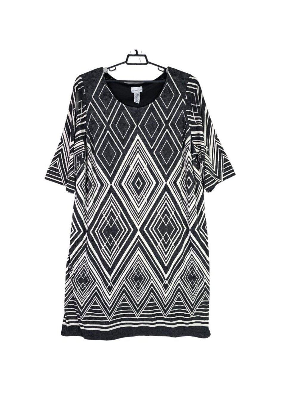 Womens Catherines Black & White Geometric Print Dress Polyester Blend Size 3X